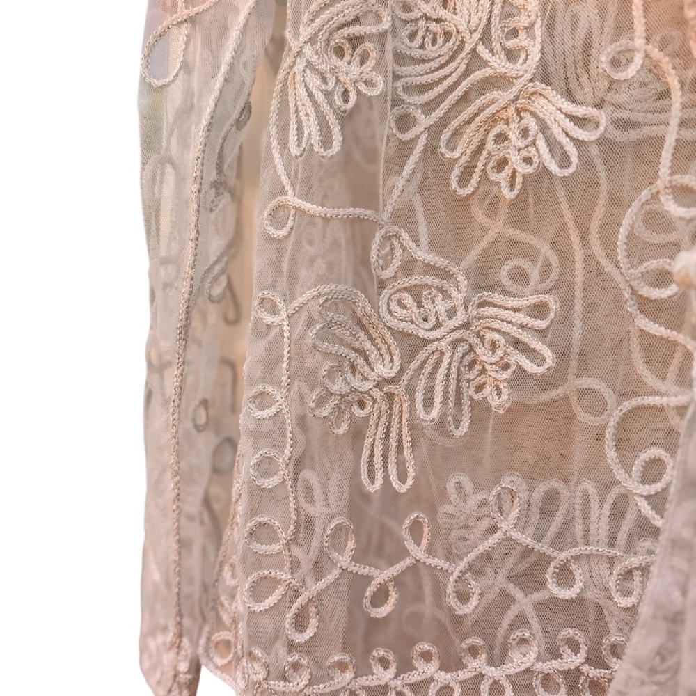 Vintage Princess Cruises White Metallic Sheer Lace Embroidered Blouse XL Formal - Picture 8 of 10